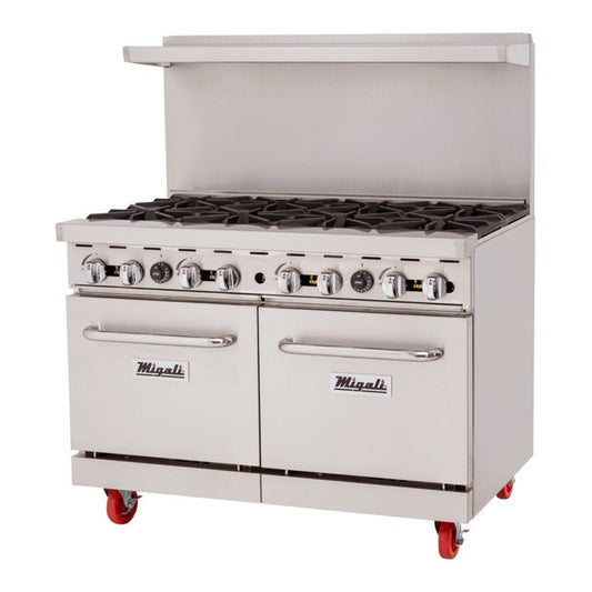 Migali C-RO8B-NG 48" Natural Gas 8 Burner Range with 2 Ovens - 310,000 BTU - C-RO8B-NG