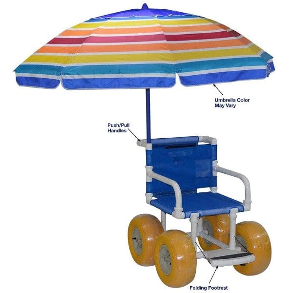 MJM 20" Wide Echo Recreational All Terrain Wheelchair with Umbrella - AT066602