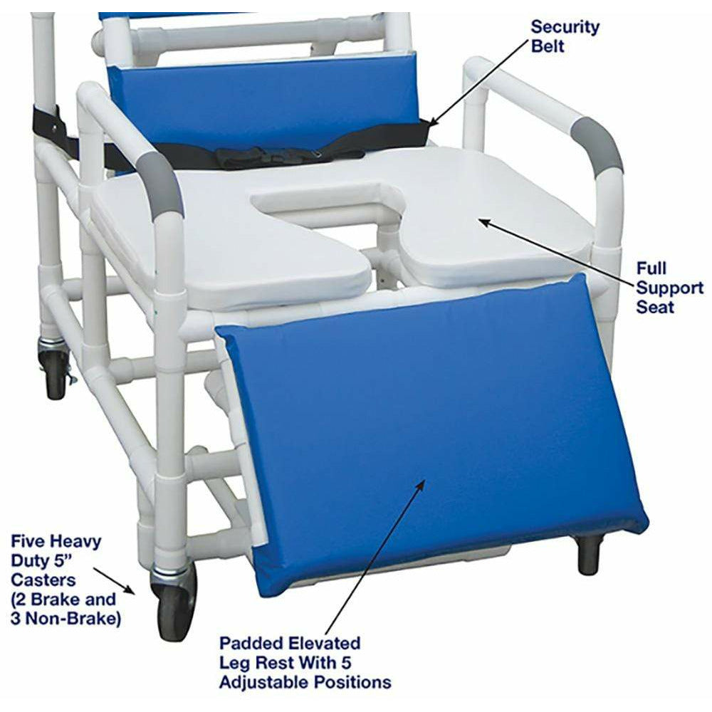 MJM 30" Wide Bariatric Reclining Shower Chair with Soft Seat Deluxe Elongated - 196-30-BAR-SSDE