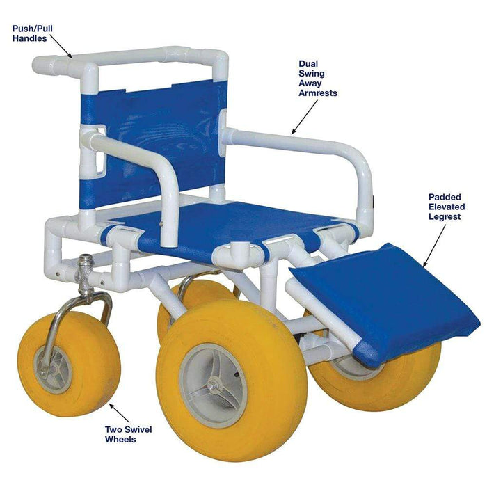 MJM All Terrain Beach Wheelchair 722-ATC-ELR-YEL