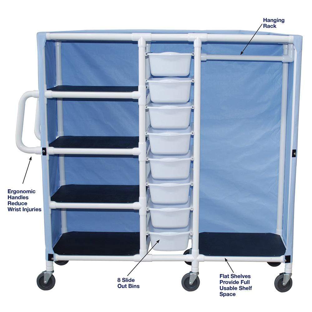 MJM 20" Wide Combo Specialty Cart with Mesh or Solid Vinyl Cover - 370-8-H