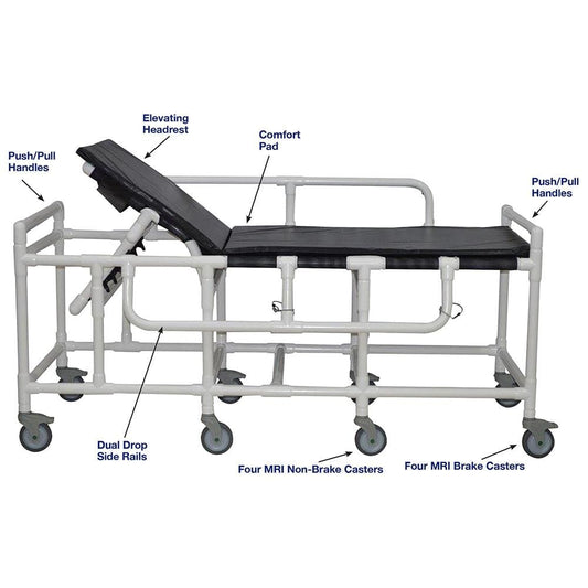 MJM Mri Bariatric Bed Shower Gurney with Three Position Elevating Headrest 911-B-MRI