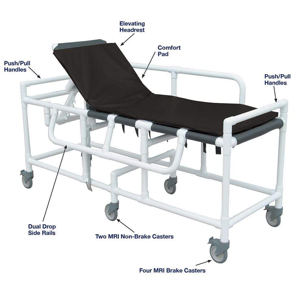 MJM Mri shower gurney with three position elevating headrest 911-5-MRI