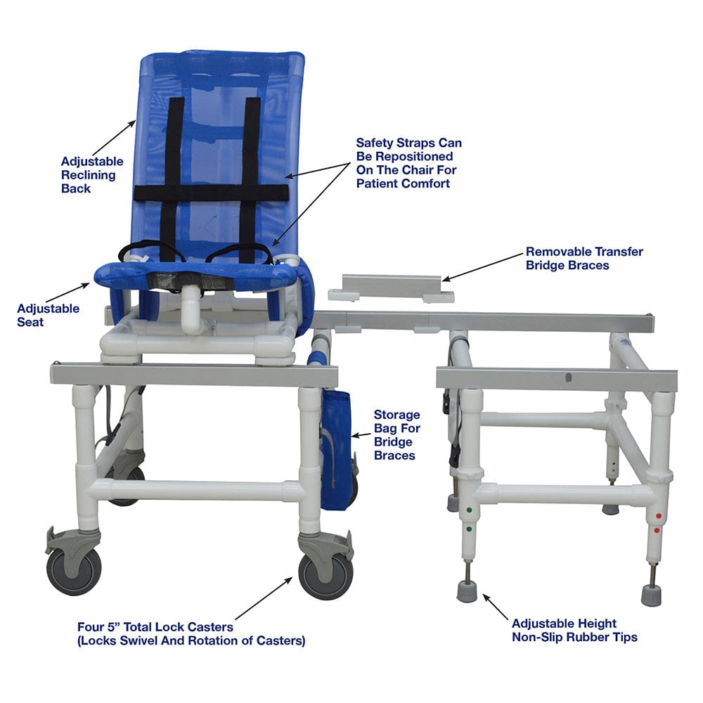 MJM One Step Locking System Articulating Dual Shower/transfer Chair - D191-M-A-SLIDE-N