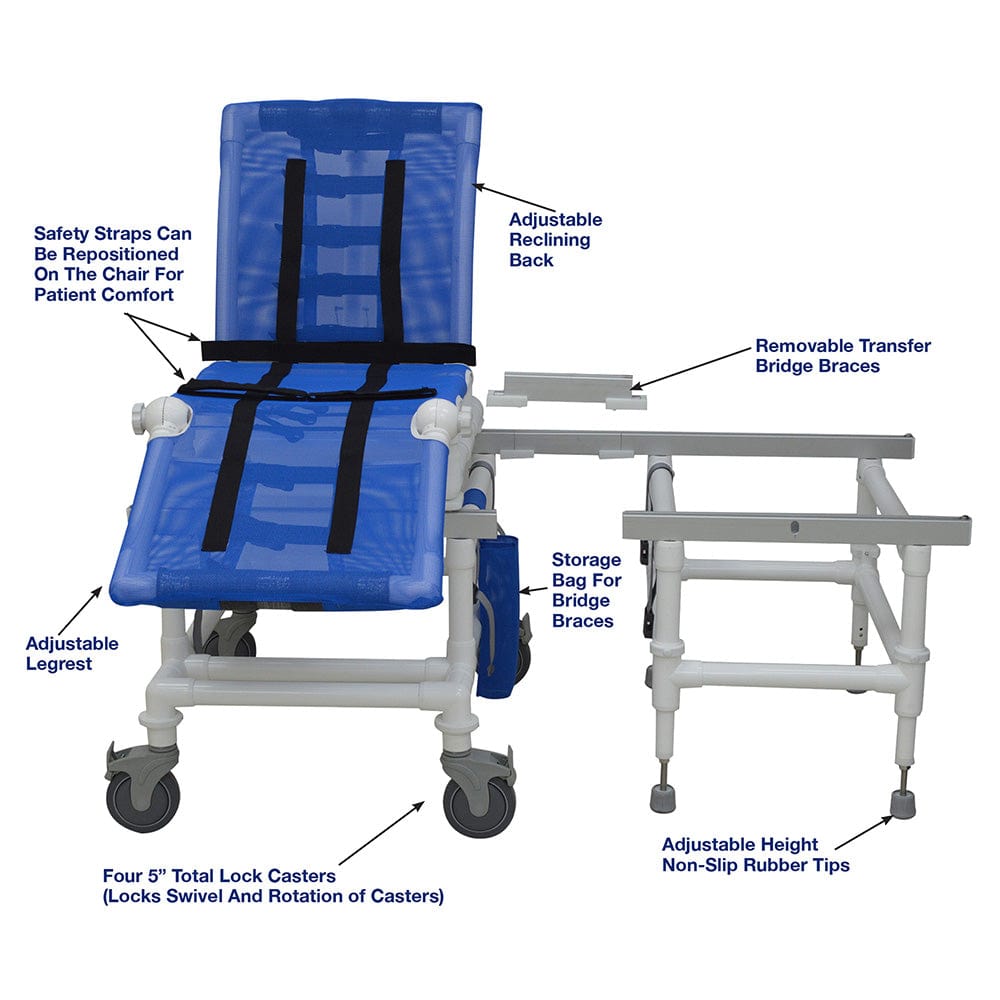 MJM Total Lock Casters Dual Shower/transfer Chair - D197-5-M-SLIDE-N