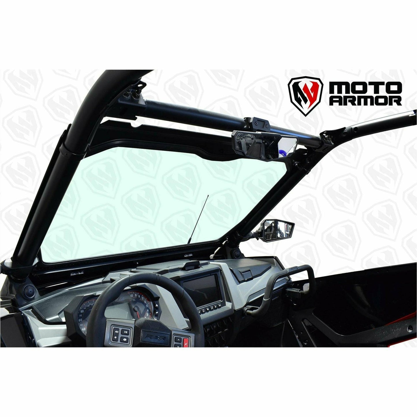Moto Armor Polaris RZR Pro XP / Turbo R Dual Vented Glass Windshield - MA-RZPRO-WS-2V-GLS-BLK-C