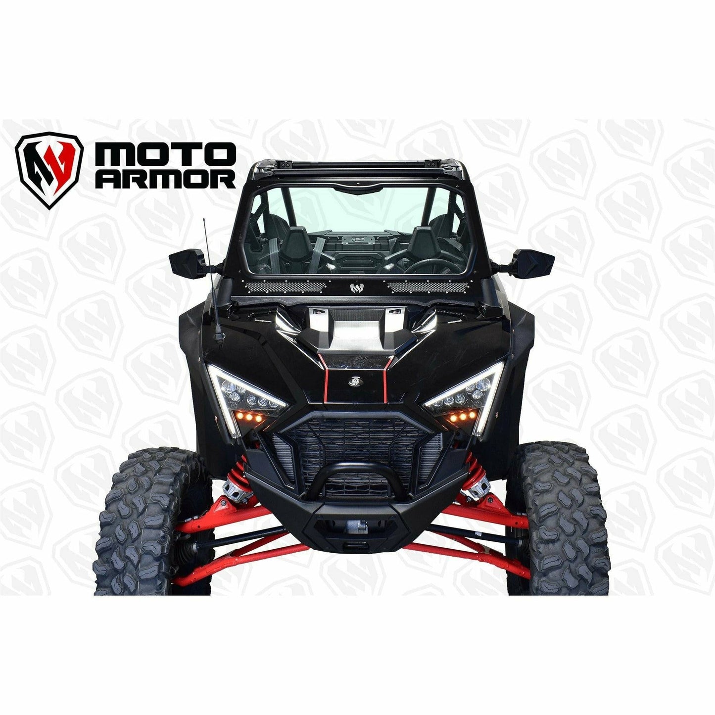 Moto Armor Polaris RZR Pro XP / Turbo R Dual Vented Glass Windshield - MA-RZPRO-WS-2V-GLS-BLK-C