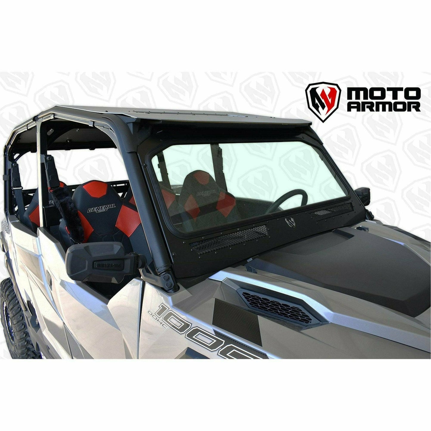 Moto Armor Polaris General Vented Glass Windshield - MA-GEN-WS-GLS-BLK-C-N