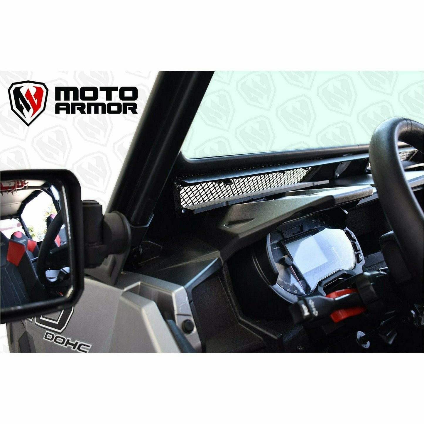 Moto Armor Polaris General Vented Glass Windshield - MA-GEN-WS-GLS-BLK-C-N