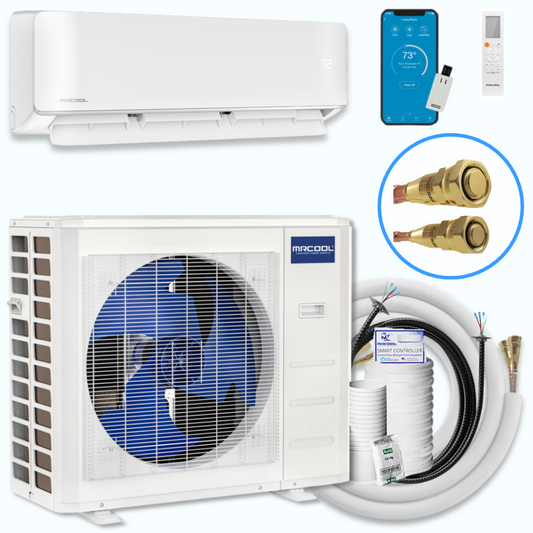 MRCOOL DIY 5th Gen E Star 18,000 BTU Single Zone Mini Split Complete System 230V with 25 ft. DIY Quick Connect Line Set and DIYPRO Cable, -  DIY-18-HP-WM-230D25-O