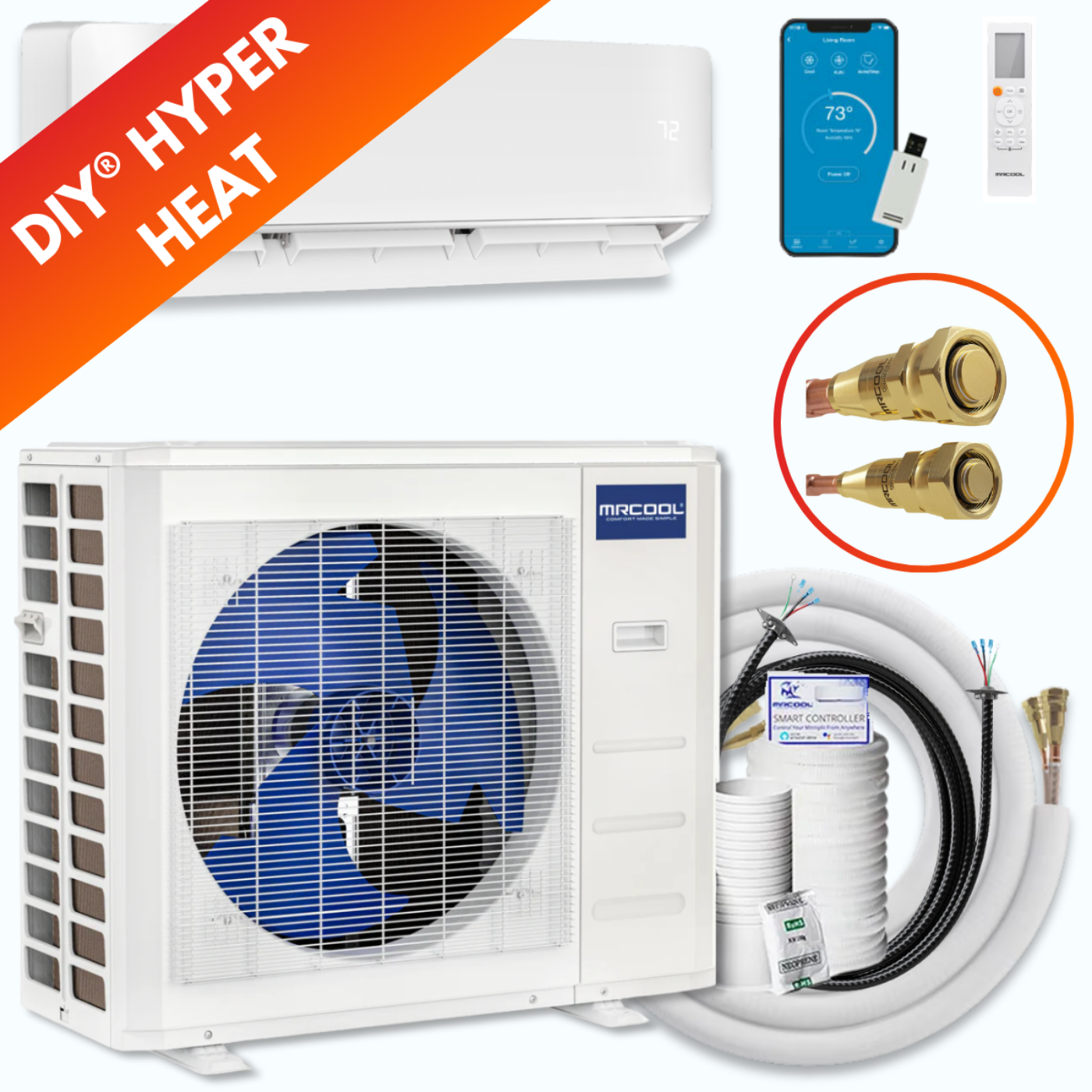 MRCOOL DIY 5th Gen Hyper Heat 18,000 BTU Single Zone Mini Split System 230V,  - DIYHH-18-HP-WM-230D25