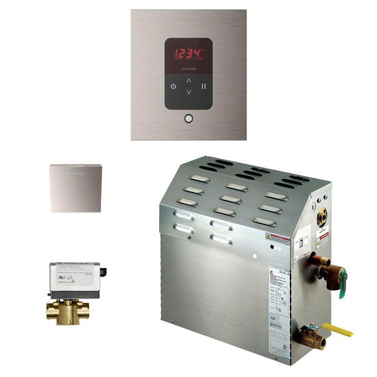 Mr Steam 9kW Steam Bath Generator Package - Square - Brushed Nickel - 400C1ATSQBN