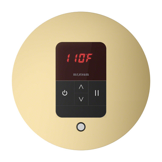 Mr. Steam iTempo Round Steam Shower Control in Satin Brass - MSITEMPORD-SB