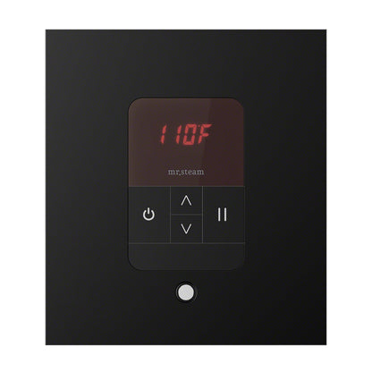iTempo Square Steam Shower Control in Matte Black with Polished Chrome Bezel