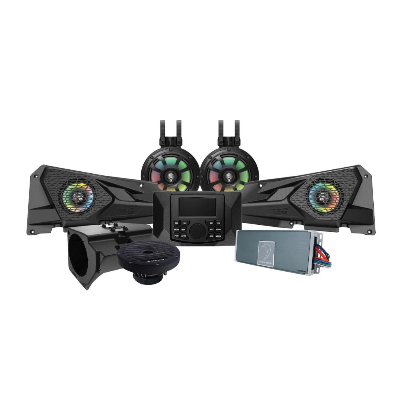 Diamond Audio 2014+ RZR 2DR / 4DR 6.5" 2-Way Power Sports All Weather Coaxial Speaker 6-Channel Full Range Class D Waterproof Amplifier - MSRZRKM32