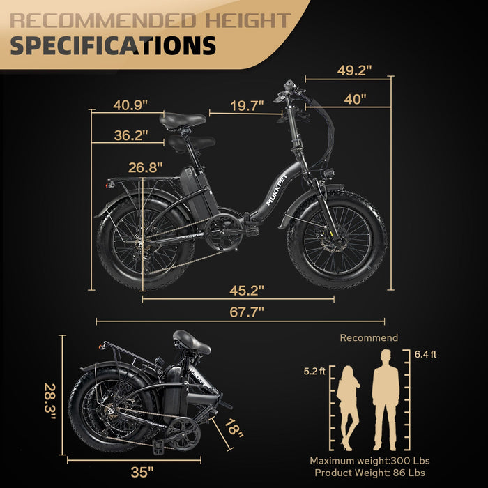 Mukkpet GL 48V/13Ah 500W All Terrain Folding Fat Tire Electric Bike