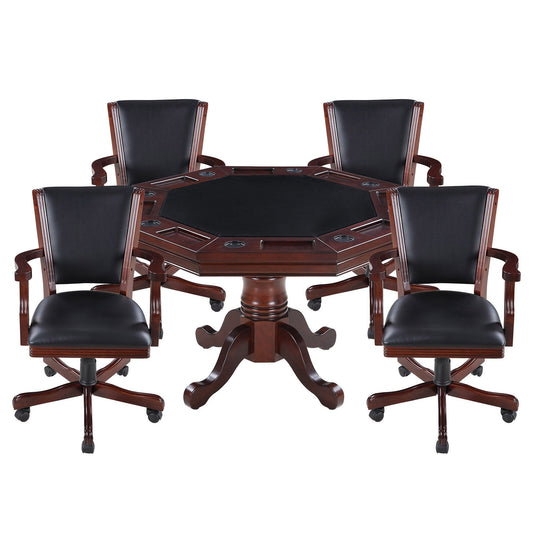 Hathaway Kingston Walnut 3 in 1 Poker Table Set with Chairs - BG2366