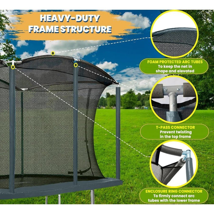 UPPER BOUNCE MACHRUS MOXIE 8 X 12 FT RECTANGULAR OUTDOOR TRAMPOLINE SET WITH PREMIUM SAFETY ENCLOSURE MODEL - MXRTG03-812-OG