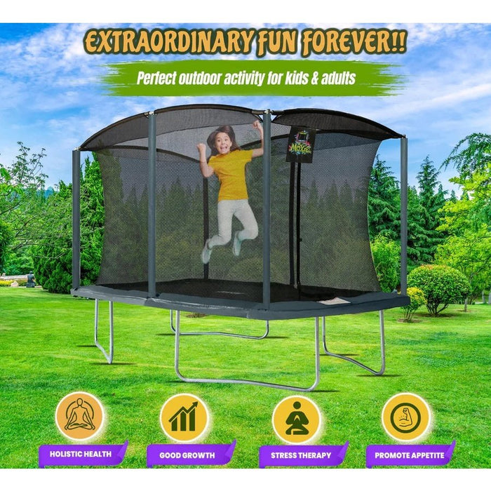 UPPER BOUNCE MACHRUS MOXIE 8 X 12 FT RECTANGULAR OUTDOOR TRAMPOLINE SET WITH PREMIUM SAFETY ENCLOSURE MODEL - MXRTG03-812-OG