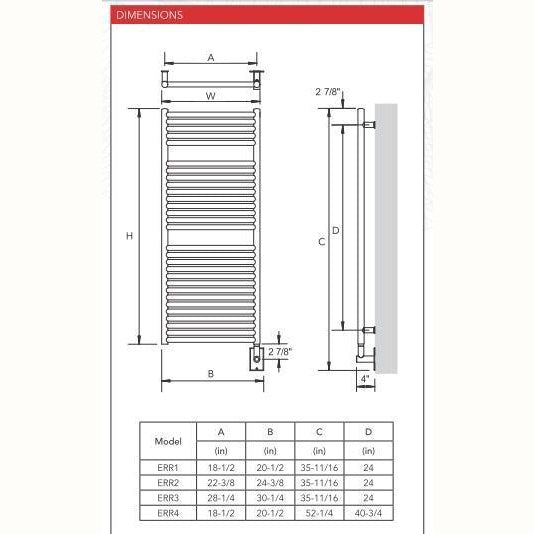 Myson Contemporary Designer Angara Hardwired Towel Warmer - 21"w x 36"h - ERR1CH