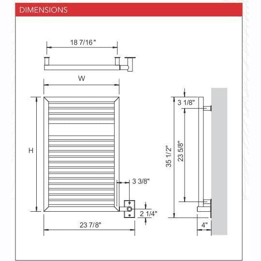 Myson European Tradition Lindi Hardwired Towel Warmer - 24"w X 36"h - EMR750