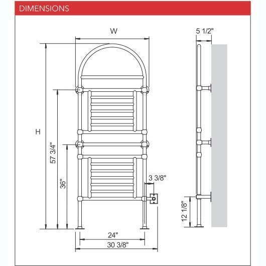 Myson European Tradition Windermere Hardwired Towel Warmer - 31"w X 74"h - EB49