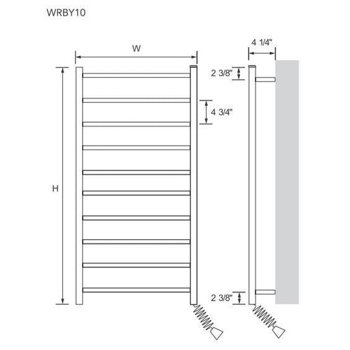 Myson Gem Ruby Plug in Towel Warmer - 23"w X 45.75"h - WRBY10