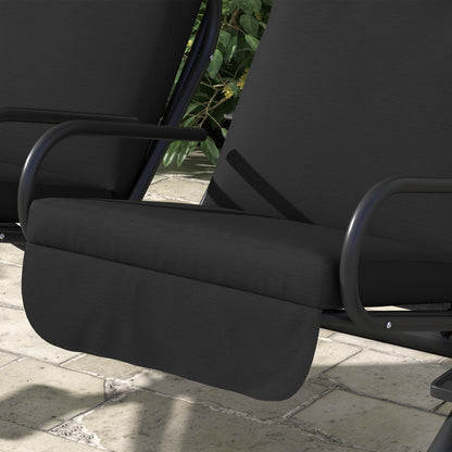 Outsunny 2-Person Outdoor Porch Swing with Solid Steel Frame & Cup Holders for Backyard, Garden, Black - 84A-052V03BK