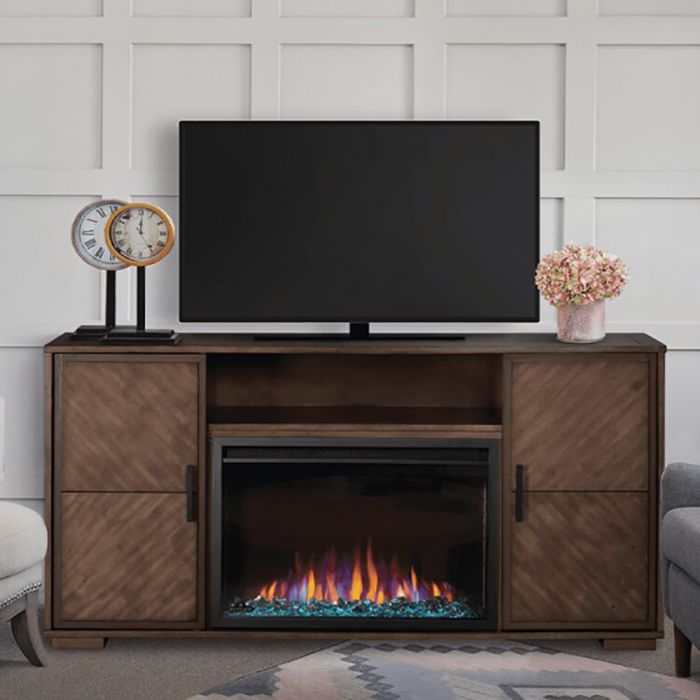 Napoleon Fireplaces Hayworth Electric Fireplace TV Stand in Rustic Long Board - NEFP30-3620RLB, 30-Inches