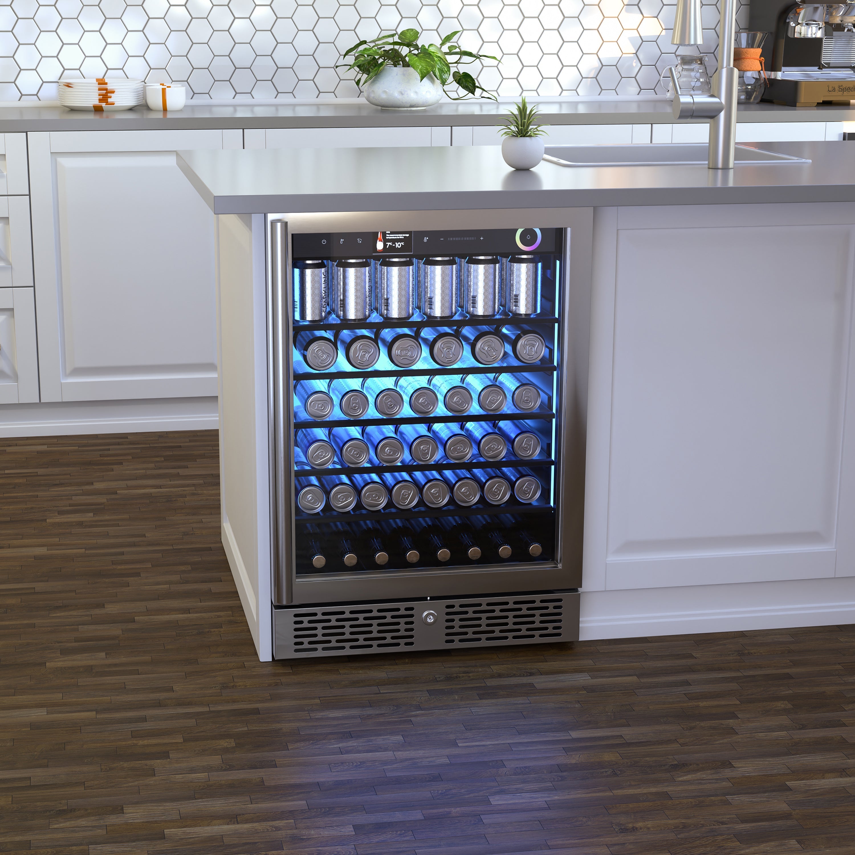 Vinotemp Vinoglow 151-Can Single-Zone Beverage Center, in Stainless Steel - VTBC117EVGSS