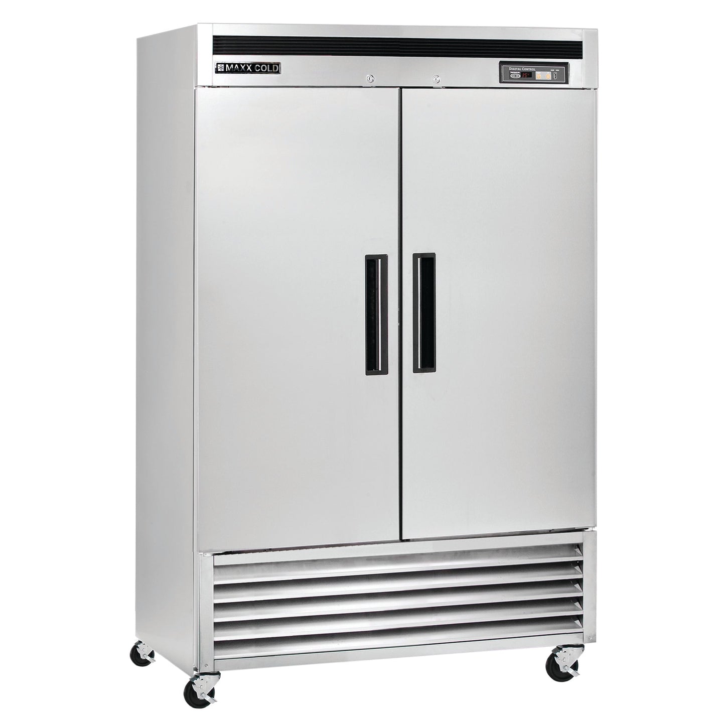 Maxx Cold Double Door Reach-In Refrigerator, Bottom Mount, 54"W, 49 cu. ft. Storage Capacity, in Stainless Steel - MCR-49FDHC
