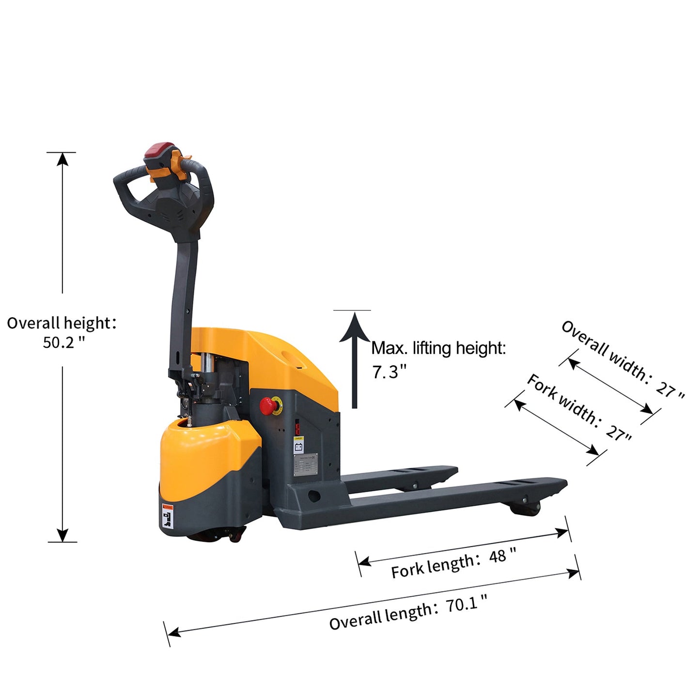 Apollolift Electric Walkie Pallet Truck| 3300 lb| 48" x 27" Forks  - A-1029