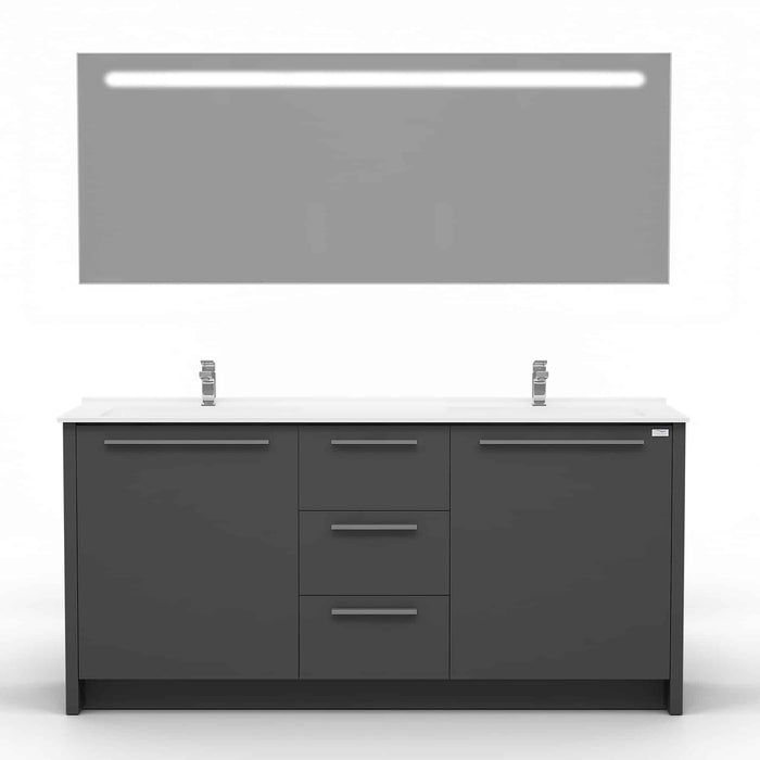 Casa Mare Nona 60" Glossy Gray Bathroom Vanity and Sink Combo - Nona152GG-60-MSC-S