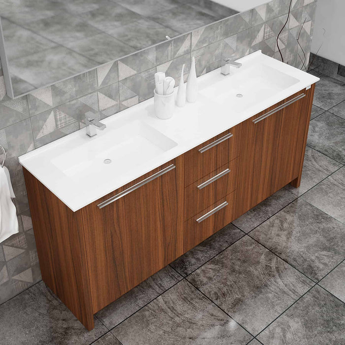 Casa Mare Nona 60" Matte Walnut Bathroom Vanity and Sink Combo- Nona152MW-60-MSC-S