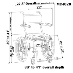 Nuprodx Multichair Wheeled Shower and Commode Chair - Mc4020