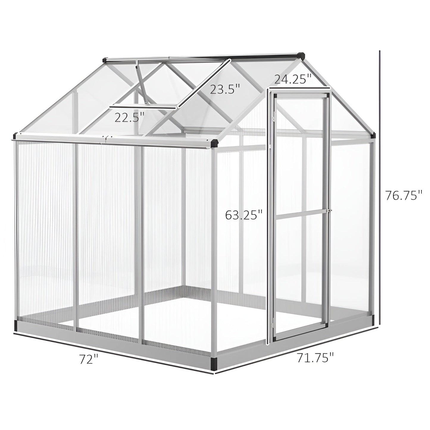 Outsunny 6' L x 6' W Walk-In Polycarbonate Winter Greenhouse - 845-243