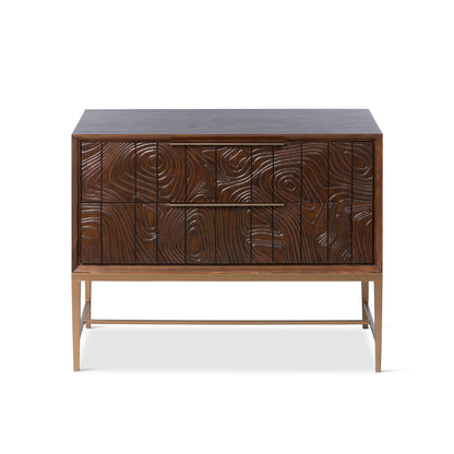 Park Hill Collection Addison Faux Bois 2-Drawer Chest in Walnut with Antique Brass Hardware - Stylish Storage Solution - EFC26059