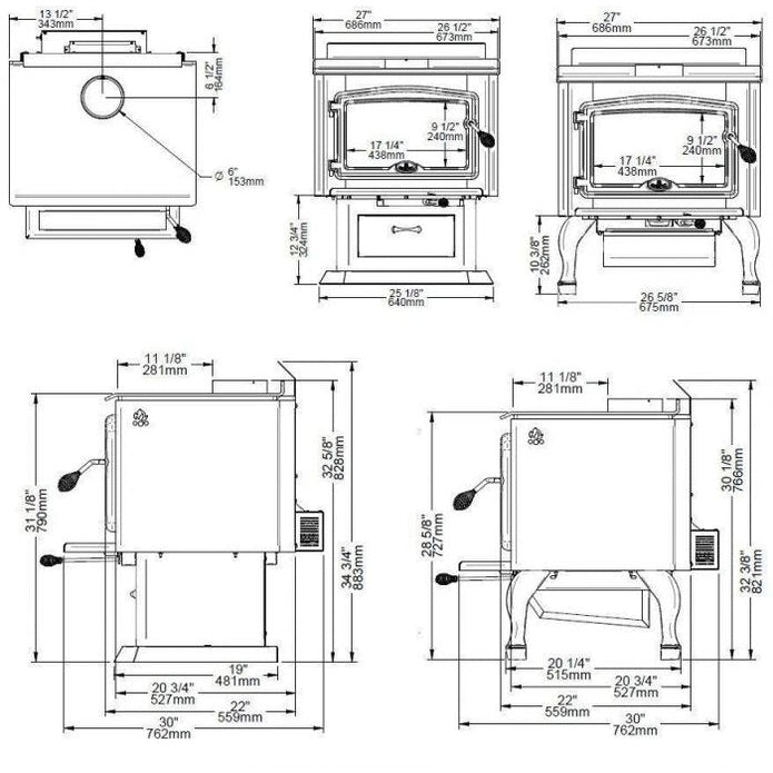 Osburn 3500 Wood Stove with Heat Activated Variable Speed Blower - OB03500