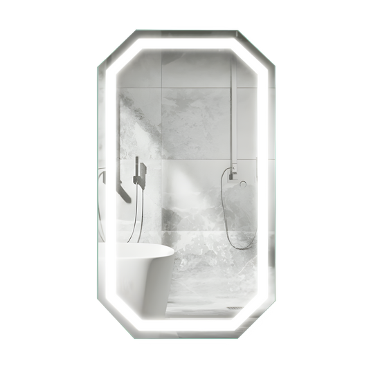 Krugg Tudor 24" X 42" LED Bathroom Mirror w/ Dimmer & Defogger |  Large Octagon Lighted Vanity Mirror TUDOR2442