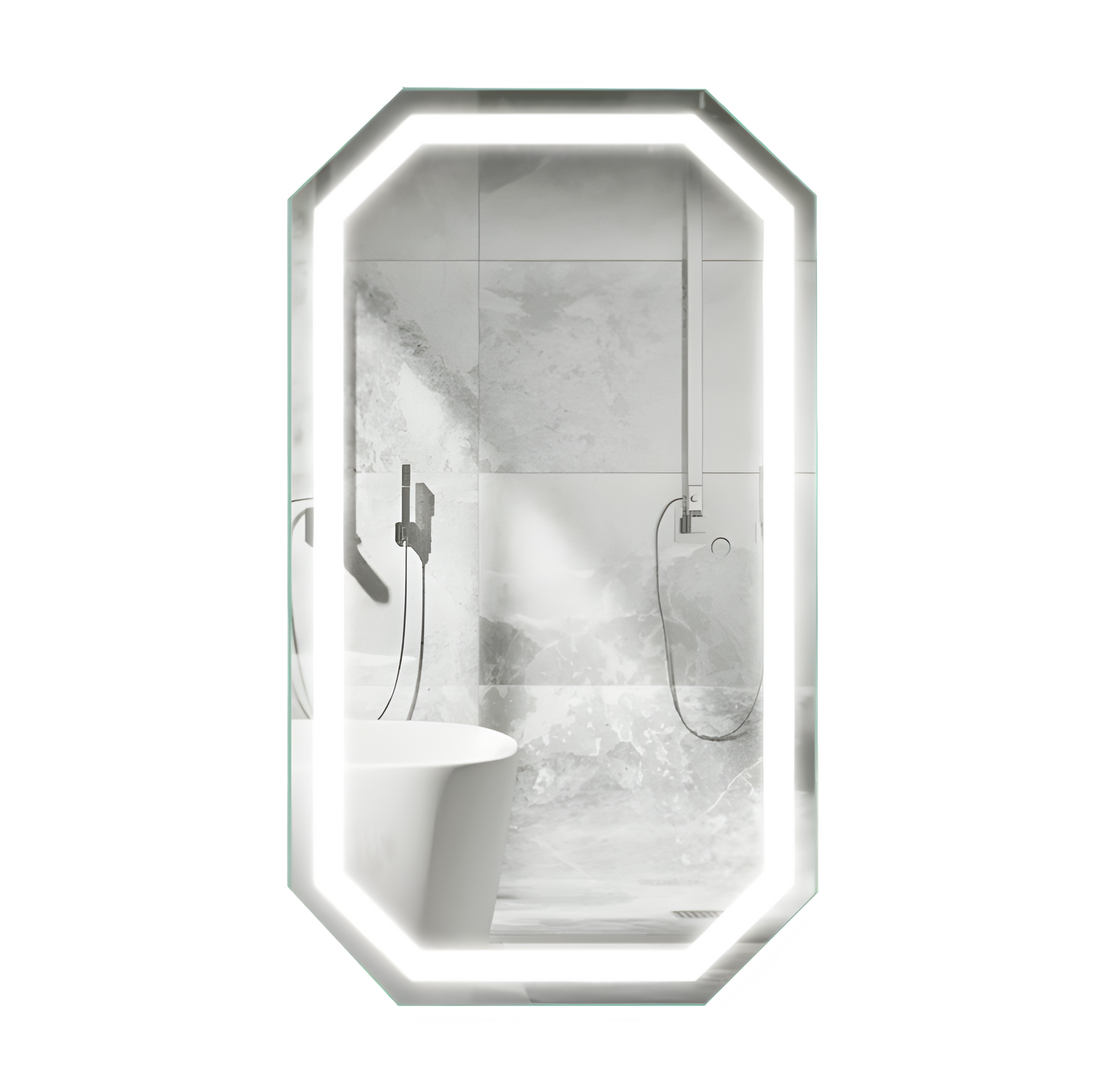 Krugg Tudor 24" X 42" LED Bathroom Mirror w/ Dimmer & Defogger |  Large Octagon Lighted Vanity Mirror TUDOR2442