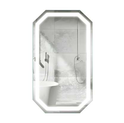 Krugg Tudor 24" X 42" LED Bathroom Mirror w/ Dimmer & Defogger |  Large Octagon Lighted Vanity Mirror TUDOR2442
