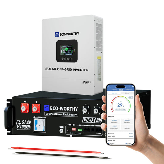 Eco-Worthy Off Grid Home Power Bundle | 5kW Inverter with 48V 100AH Server Rack Battery - L13NK5KSR48100B-1