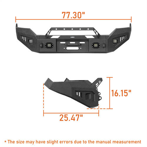 Offroad Aftermarket Front Bumper w/ Winch Plate & LED Spotlights For 2013-2018 Dodge Ram 1500 - Hooke Road