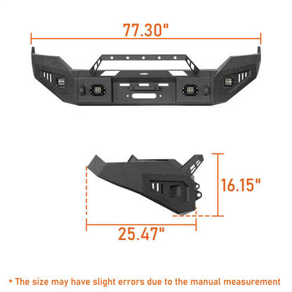 Offroad Aftermarket Front Bumper w/ Winch Plate & LED Spotlights For 2013-2018 Dodge Ram 1500 - Hooke Road