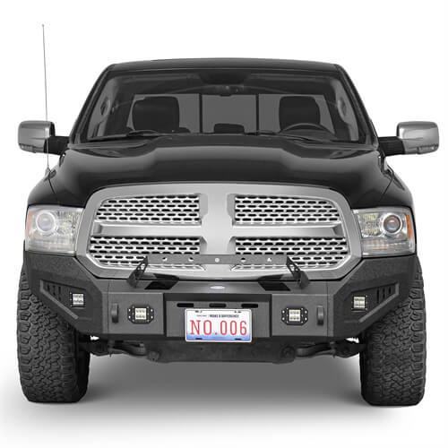 Offroad Aftermarket Front Bumper w/ Winch Plate & LED Spotlights For 2013-2018 Dodge Ram 1500 - Hooke Road
