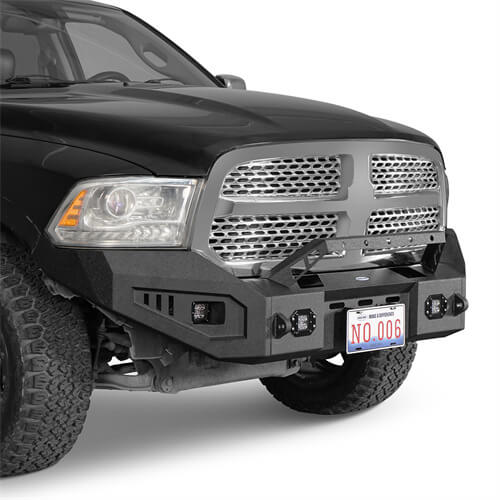 Offroad Aftermarket Front Bumper w/ Winch Plate & LED Spotlights For 2013-2018 Dodge Ram 1500 - Hooke Road