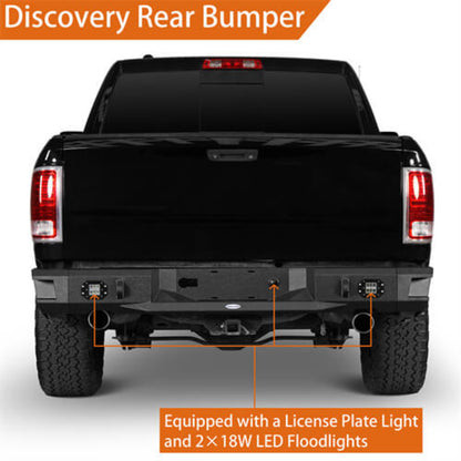 Offroad Aftermarket Rear Bumper w/LED Lights For 2009-2018 Dodge Ram 1500 - Hooke Road - HE.6025-S
