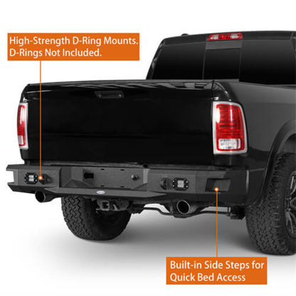 Offroad Aftermarket Rear Bumper w/LED Lights For 2009-2018 Dodge Ram 1500 - Hooke Road - HE.6025-S