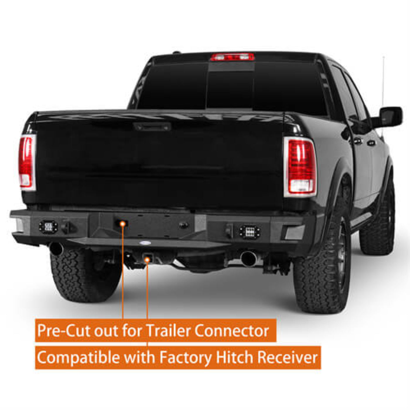 Offroad Aftermarket Rear Bumper w/LED Lights For 2009-2018 Dodge Ram 1500 - Hooke Road - HE.6025-S