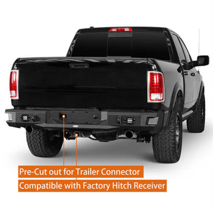 Offroad Aftermarket Rear Bumper w/LED Lights For 2009-2018 Dodge Ram 1500 - Hooke Road - HE.6025-S